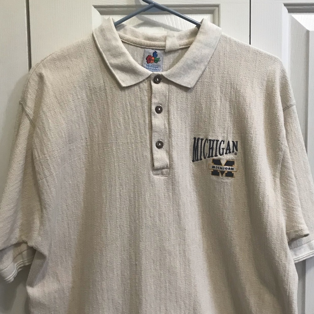 Vintage Embroidered Michigan Wolverines Large Polo